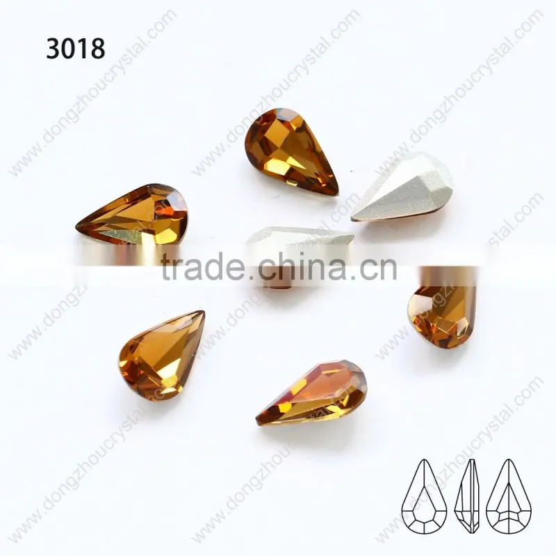 K9 crystal smoke topaz tear drop point back chaton stone jewelry glass stone