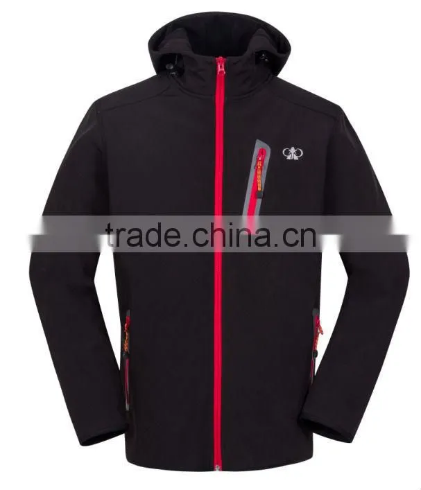 Newest hooded clothes men breathable softshell jacket
