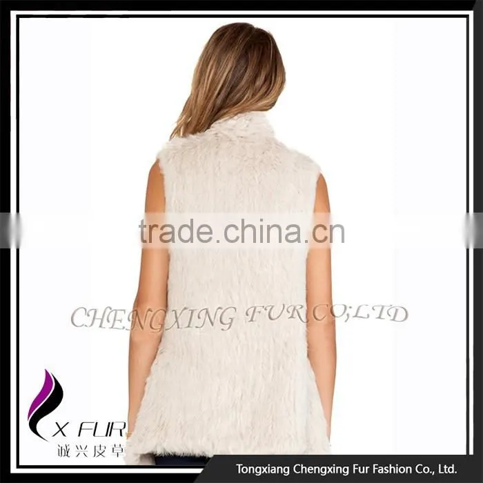 CX-G-B-271C Rex Rabbit Fur Flower Elegant Women Fur Fashion Girl Waistcoat