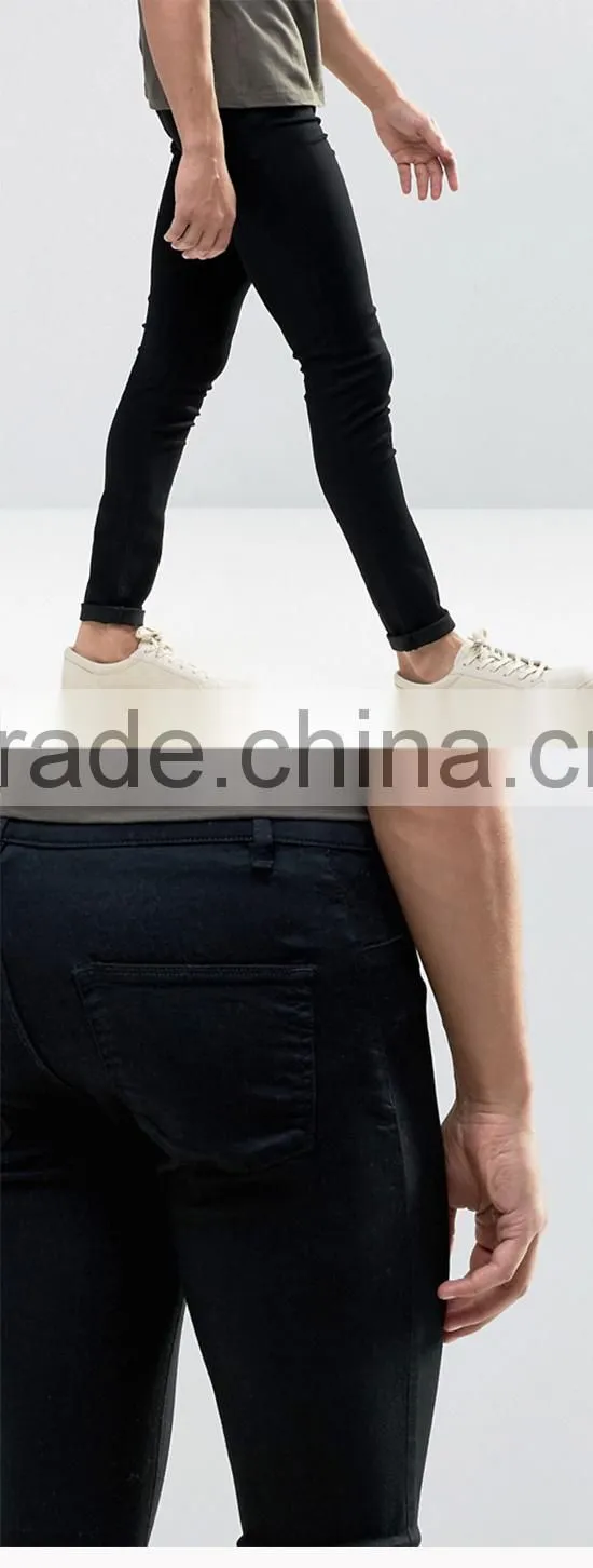 Hign quality spray on jeans men super skinny stretch fit blank jeans in black and white