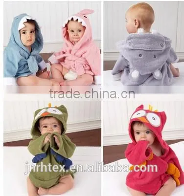 High quality 100%cotton velour baby hooded towel ,soft baby towel for promotion