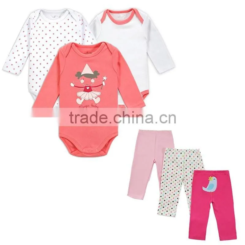 Newborn Baby Clothes Long Sleeves 100% Cotton Romper+Trousers Carters Baby Clothes
