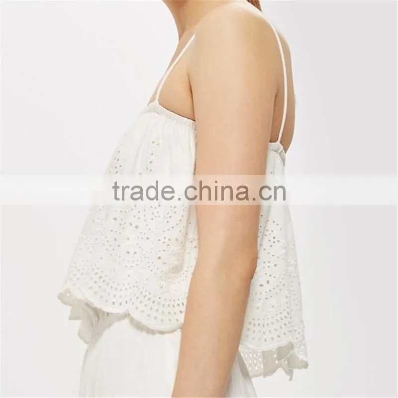 2017 Newest fashion Embroidered sling ladies Jumpsuit with ruffles