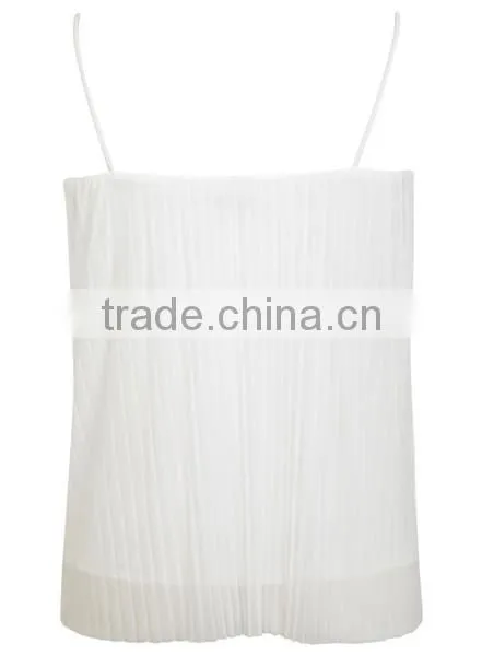 Gream Plisse Design Sleeveless Casual Custom T Shirt