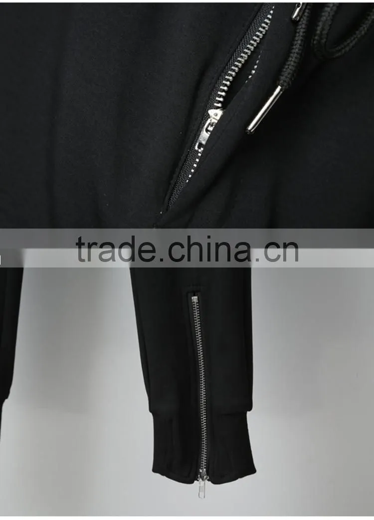 custom 100% cotton high quality fleece zipper jogger sweatpants with drawstring and pocket