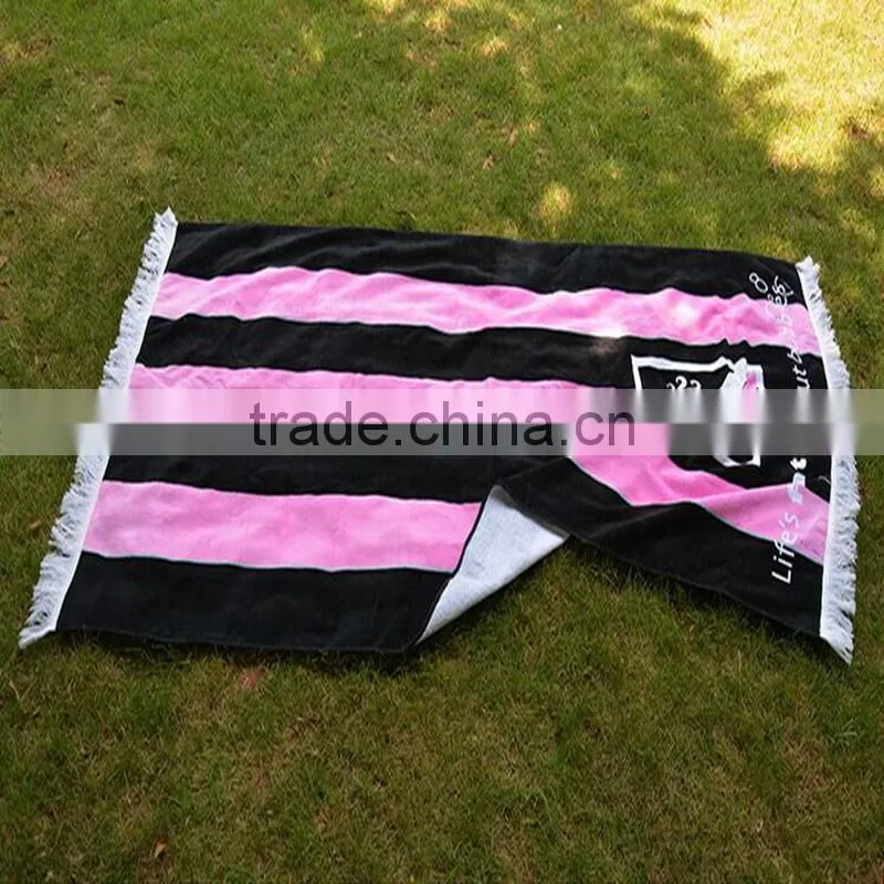 Wholesale reactive printing beach towel with tassel