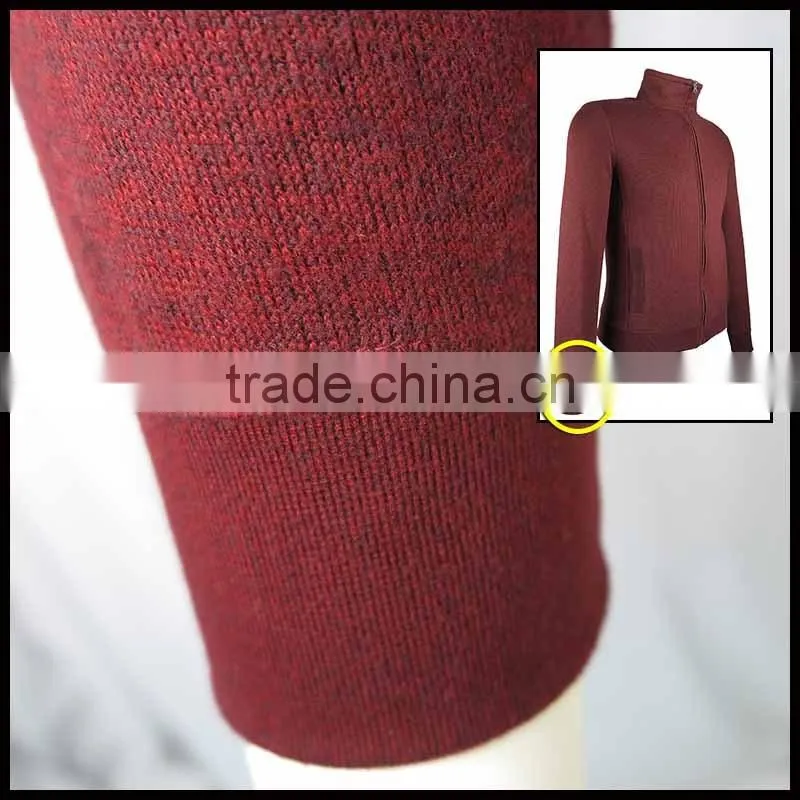 201503005044 Men's Purplish Red 100% Cotton Jacket With Knit Jacket Cuffs