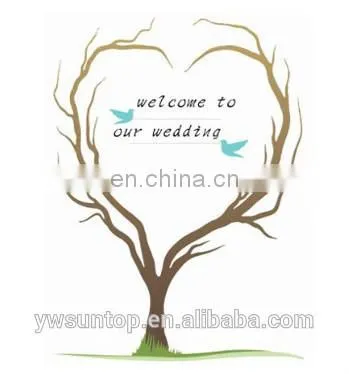 Birds in Heart Fingerprint Signature Canvas Painting Attendance album Wedding Decorations