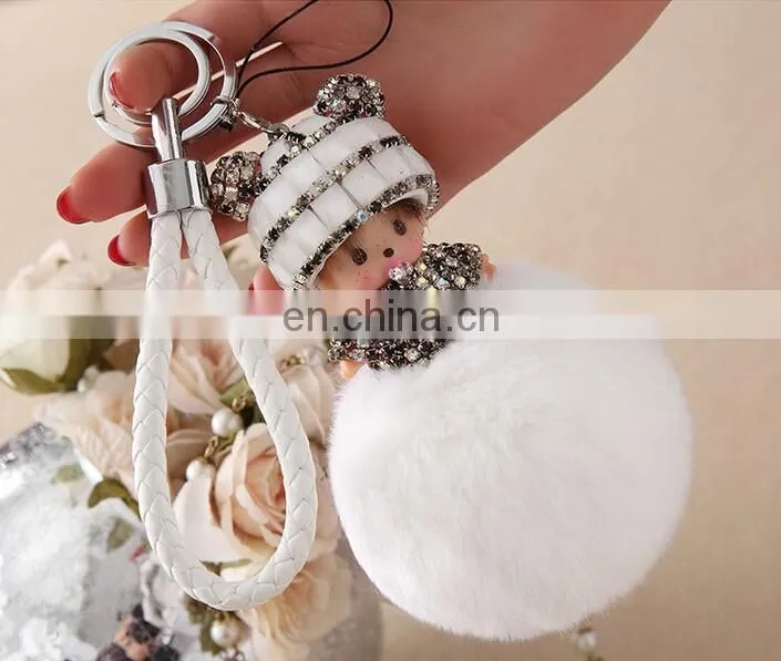 Factory wholesale multicolor rex rabbit fur monchichi with cheap price