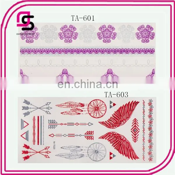 Spring design fancy tattoo sticker, metallic temporary tattoo