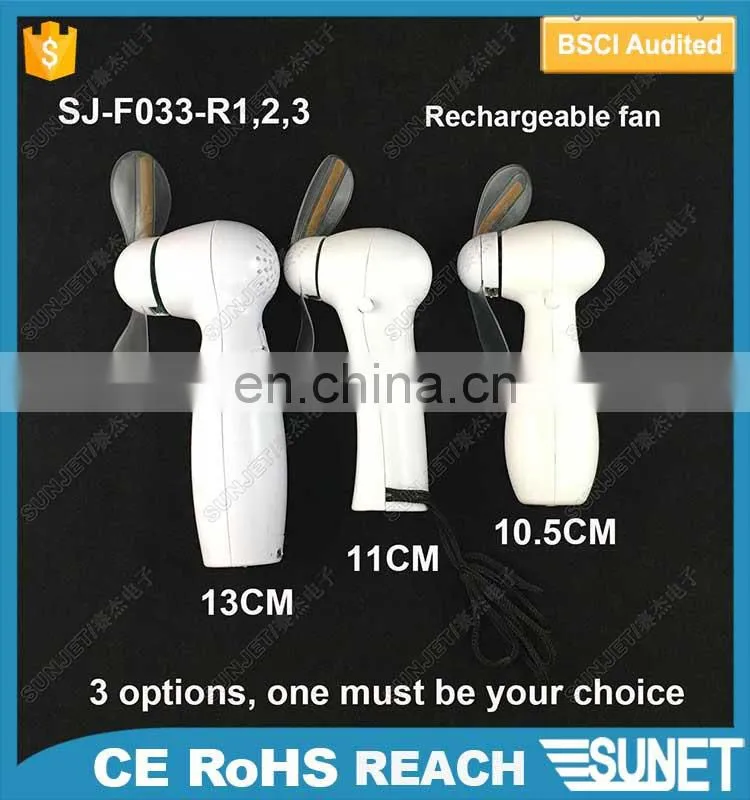 Hot sale promotion custom logo print and customized message rechargeable battery led fan
