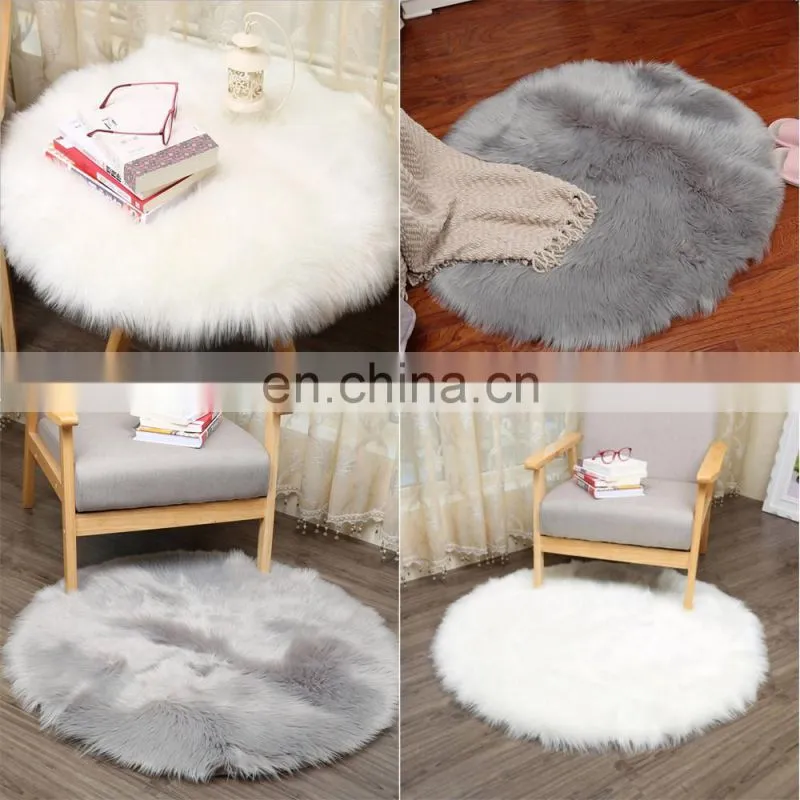 Round Artificial fur carpet for household