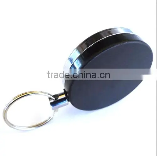 Gift Idea 2" Pull Reel Key Chain Keychain w 38" Retractable Cable Cord US SELLER