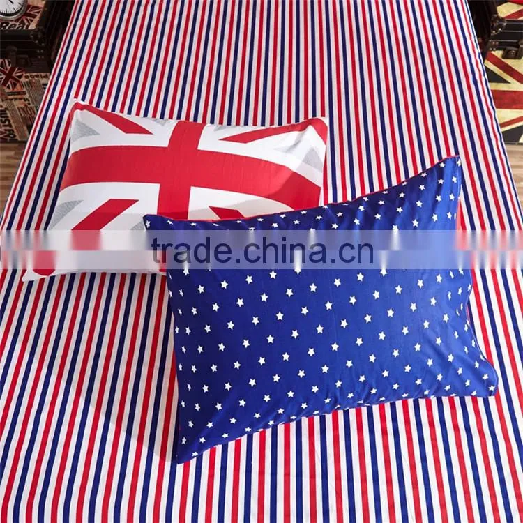 Red and blue strips pattern cotton bed sheet ses simple design king size duvet cover set cotton quilt cover set