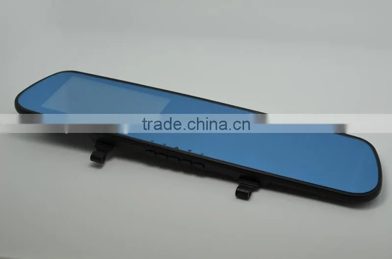 2014New arrival ! 140degree Angle View 4.3 inch LCD Dual lens car dvr H6 rearview mirror