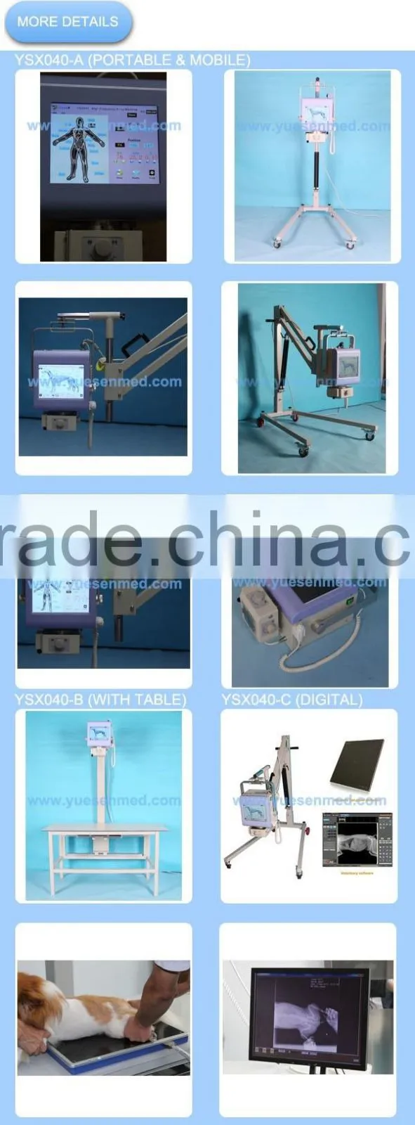 YSX040-B High precision control in tube voltage and current animal medical x-ray machine