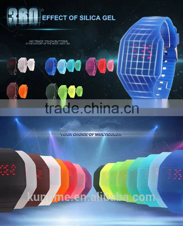 Silicone led light watch with touch screen no trace of button