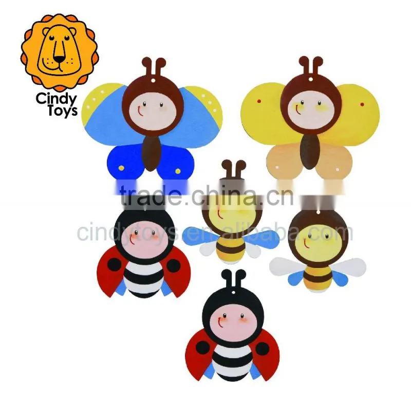 DIY Wooden Decoration Craft Funny Little Insects 6 pcs for Kids in Spring