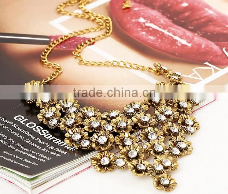 European and American luxury jewelry factory wholesale multilayer flower diamond necklace