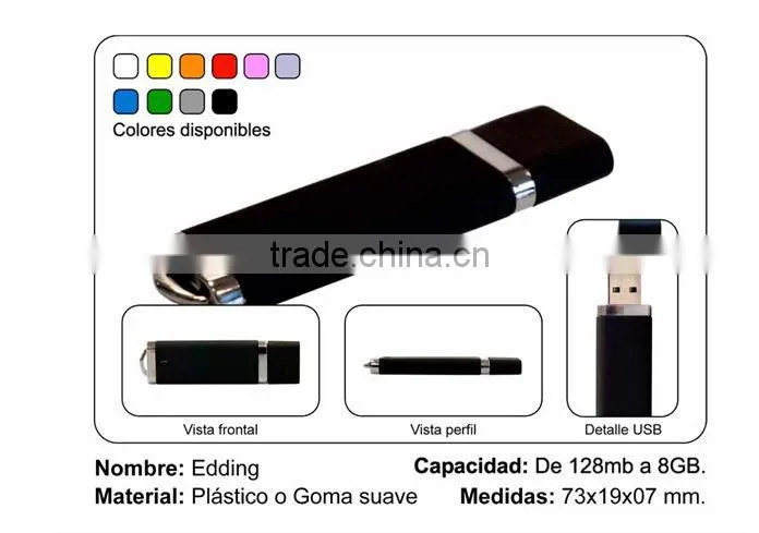 Concise style rectangle usb flash drive 2.0 plastic metal usb pendrive 4gb with box