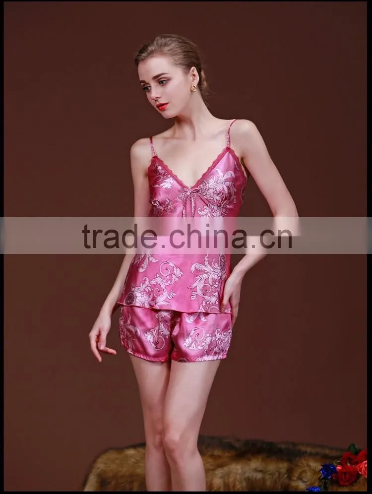 Women's sexy sleepwear, dragon printing backless two-piece pajamas sets