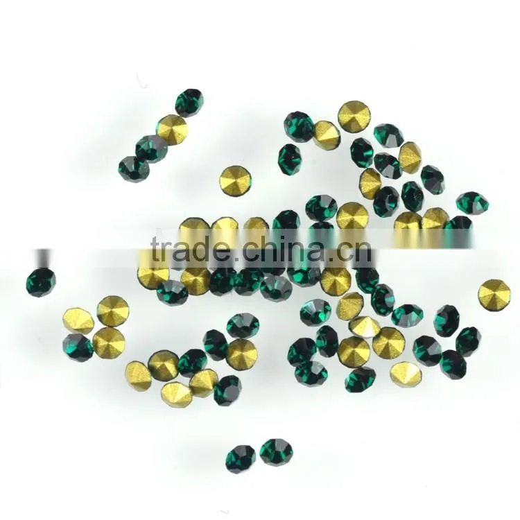 Emeral pointed back glass stones, MC crystal chatons with foiled back for decoration
