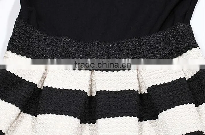 Long Sleeve woman black and white dress by dress manufacturer(Stock)