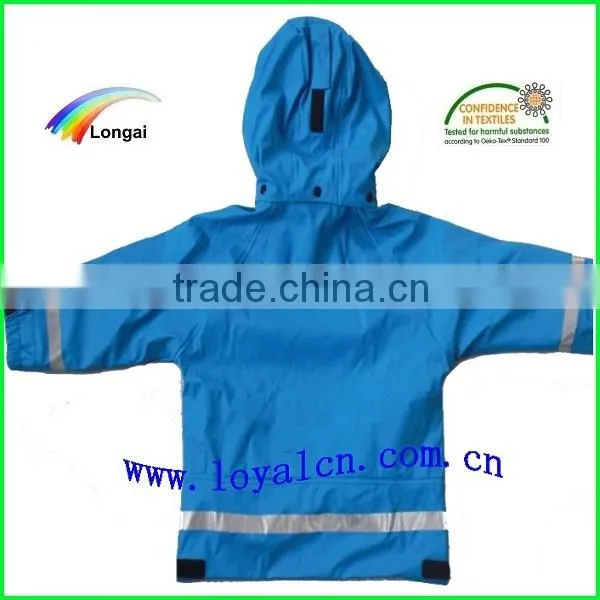 waterproof raincoat good quality blue jacket pu for boys