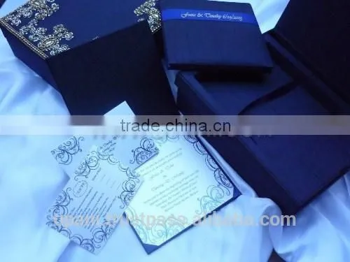 Royal Blue Luxury box in gold hand embroidery