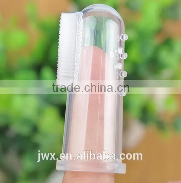 Non-toxic silicone baby toothbrush with hygienic box packaging