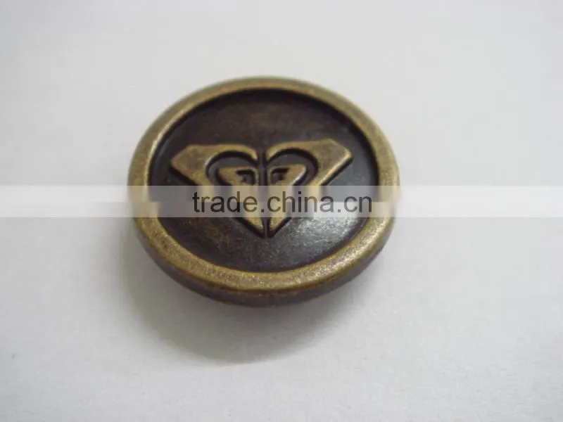 18mm antique brass embossed metal snap flatback cover button