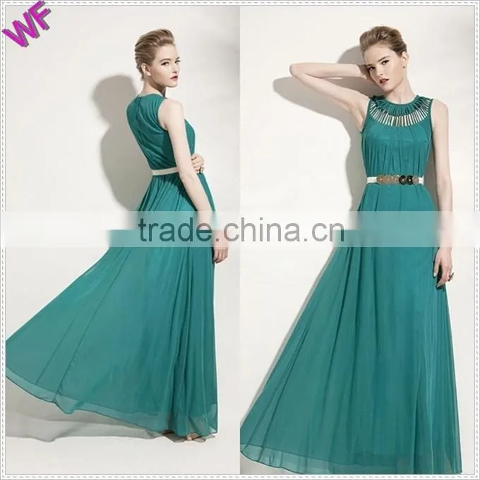 2015 New Design sleeveless Chiffon Maxi Dresses