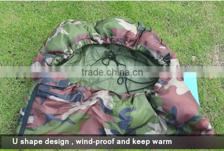 High quality Cotton Camping sleeping bag,for 3 seasons , envelope style, army or Military camouflage sleeping bags