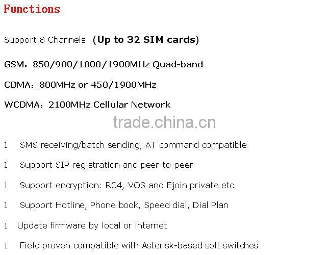 8 port with 32 sims cards 2100Mhz wcdma voip gateway communication equipment,wcdma usb stick