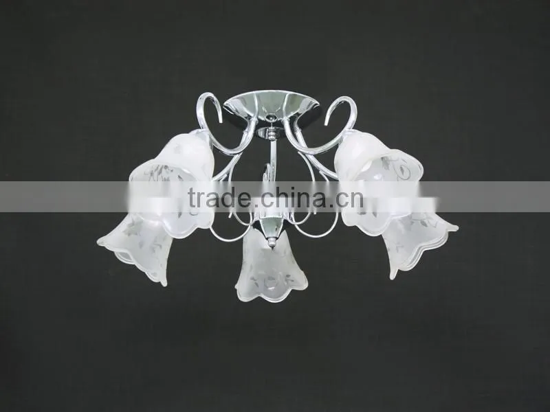 Unique design ceiling lamp with glass flower decoration