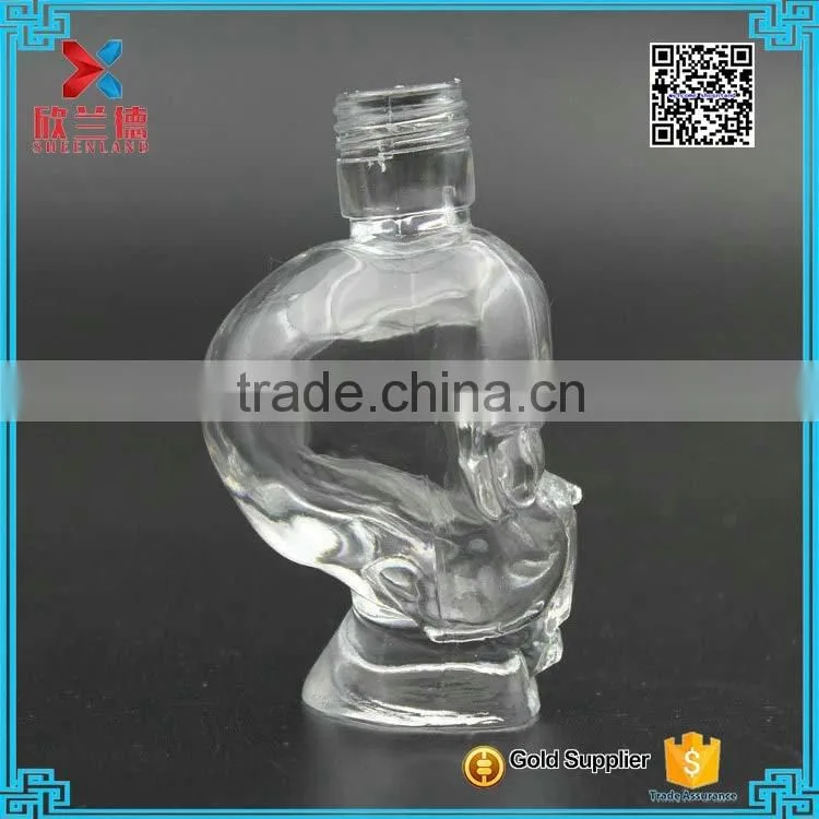 Hot Sale 50ml Cool Design Alien Shaped Transparent Glass Wine Bottles