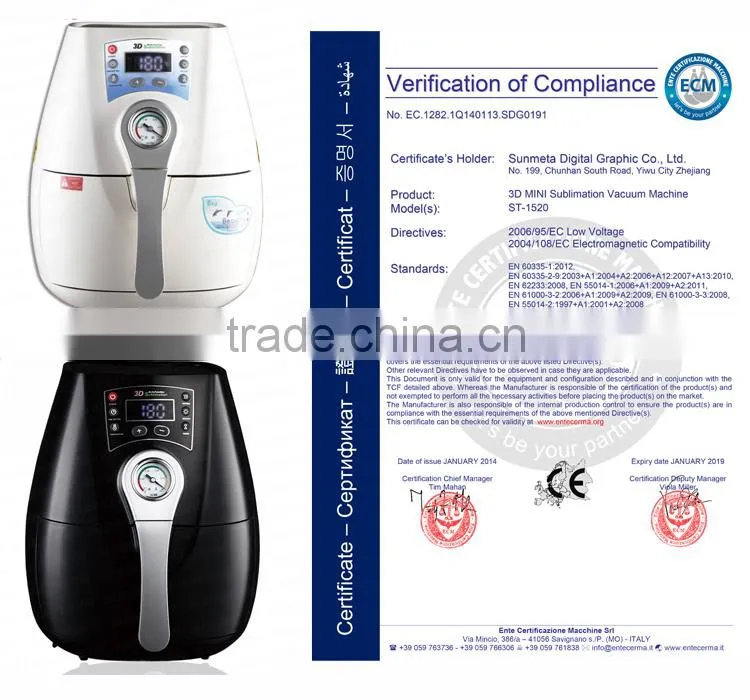2015 Sunmeta Mini Vacuum Sublimation machine heat press mug 3D Machine ST-1520