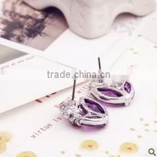JINSE wholesale Purple Stone Earrings