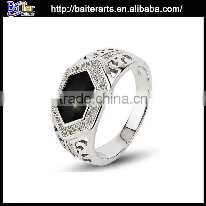 Fashion titanium cross shaped diamond ring,stainless steel ruby cross ring