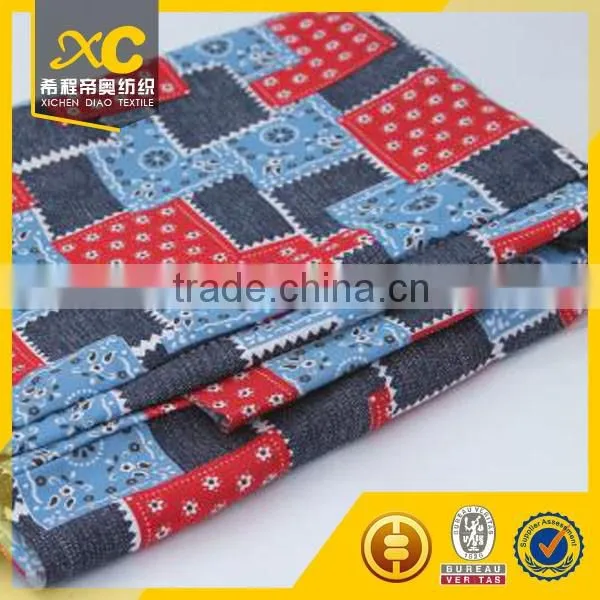Cotton 9oz Woven selvedge printed denim fabric manufacture