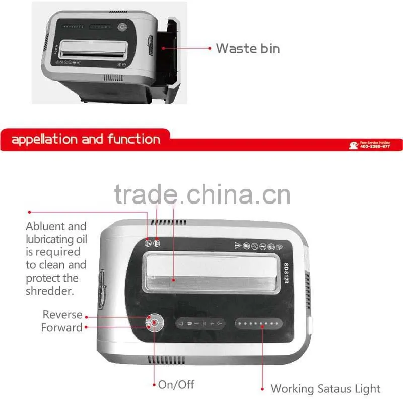 Min cross cut business shredder with paper