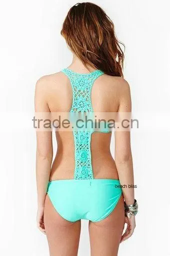 black extreme crochet monokini swimwear