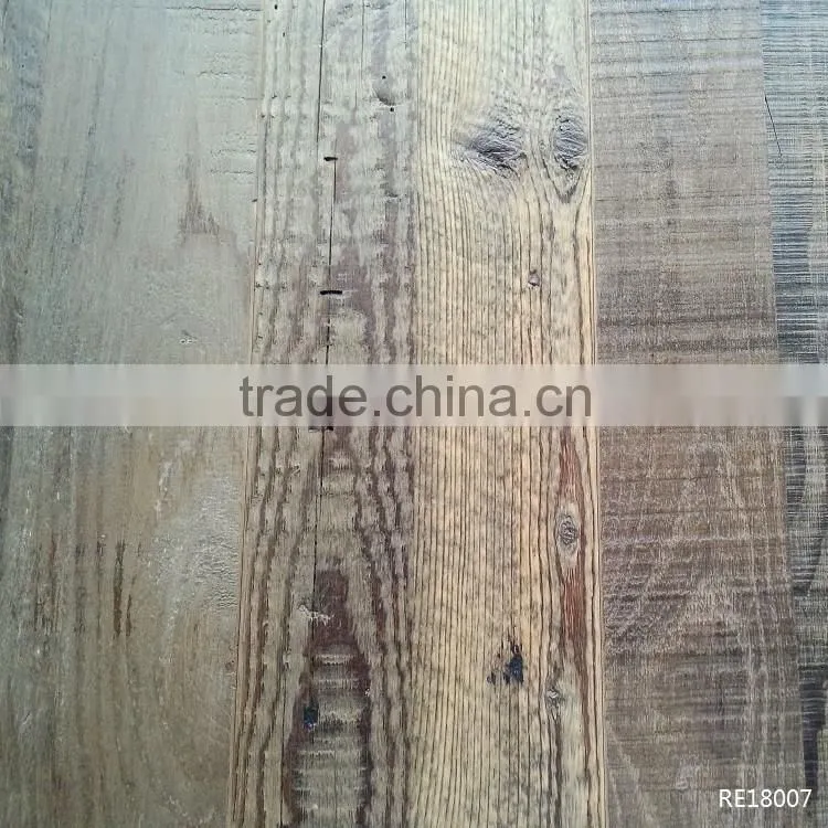 Brown Oil Recycled Pine Wood Flooring Reclaimed Surface Design