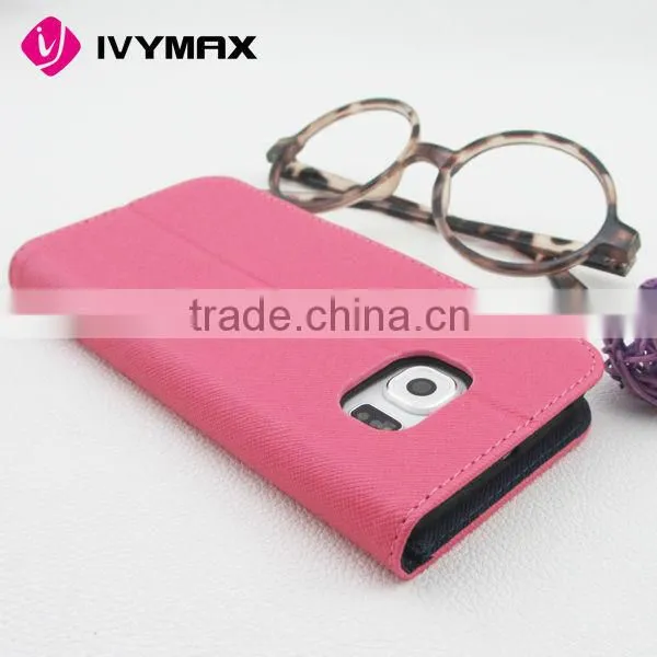 Hot selling high quality for samsung s6 edge flip pu leather cover case