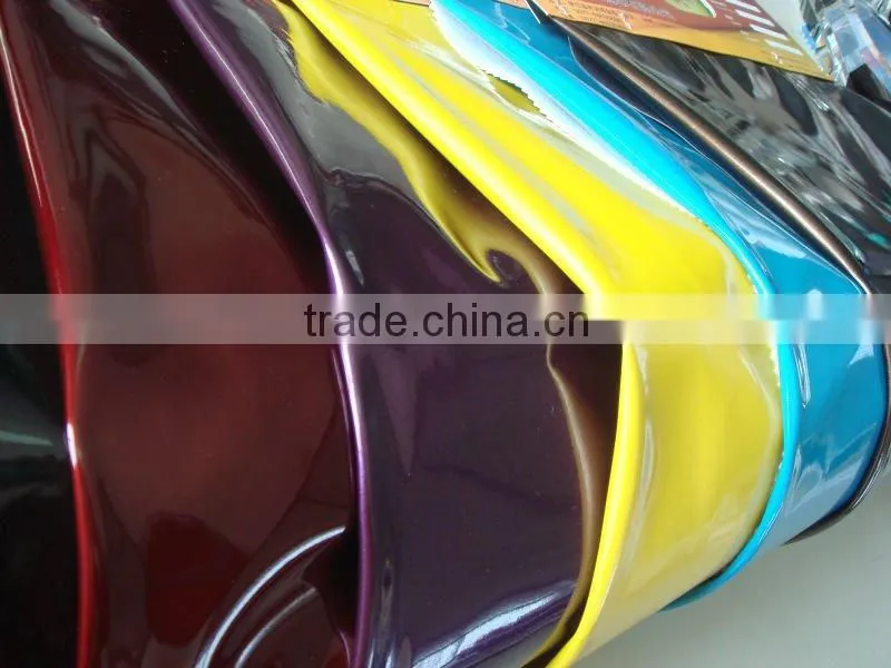 faux shiny pu leather for bag with T/C stretch backing