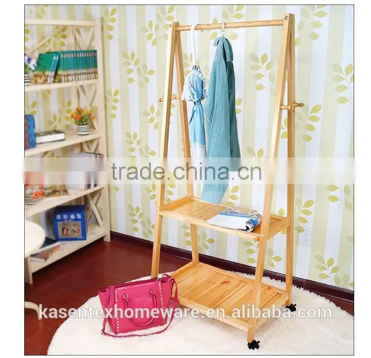 Natural color Solid Pine Wood Coat Rack/Coat Rack Wagon