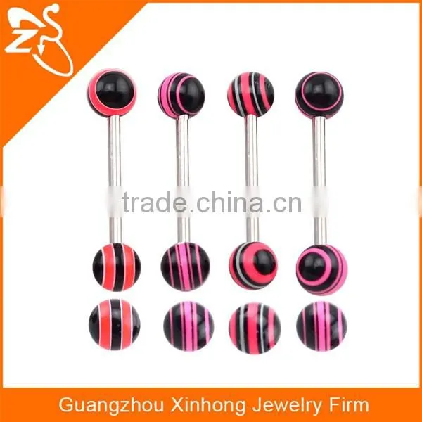 Wholesale China cheap tongue rainbow rings high quality tongue piercing ring for ladies