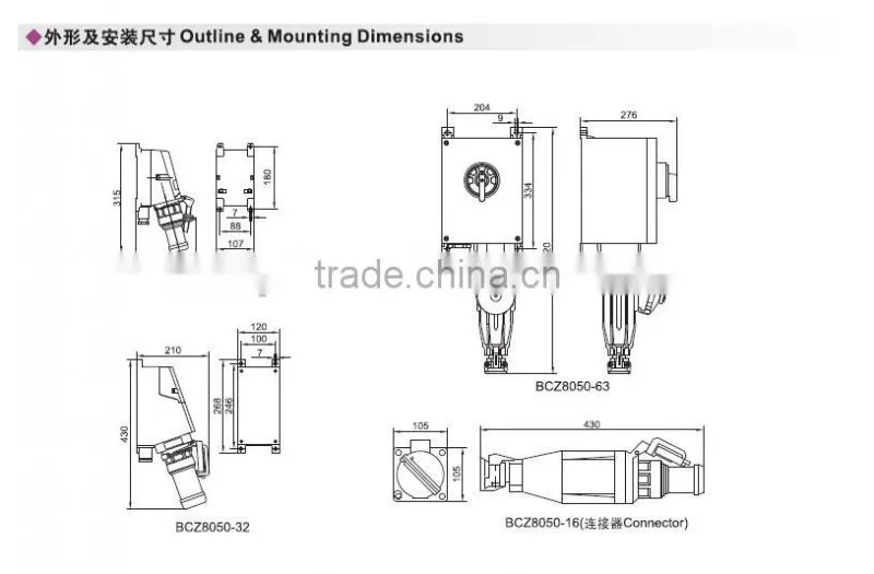 BCZ8050 type explosion-proof plastic plug and socket( IIC ) with long life