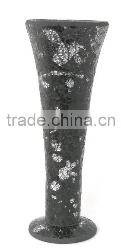 black mosaic vase