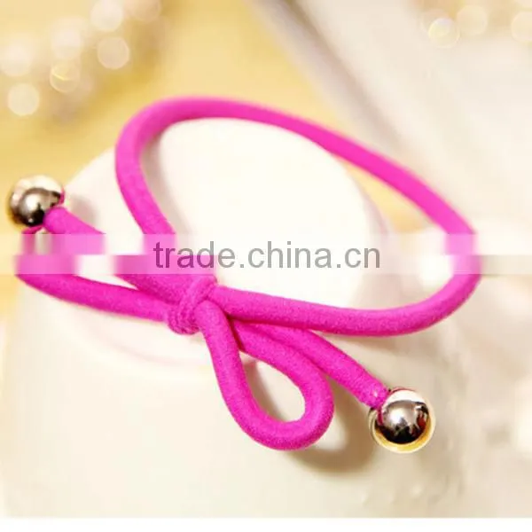 small quantity knot hair bows girls elastic hair band with beads